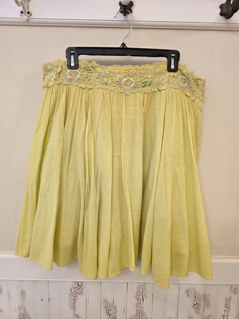 Anthropologie Lemon Crochet-Waist Circle Skirt